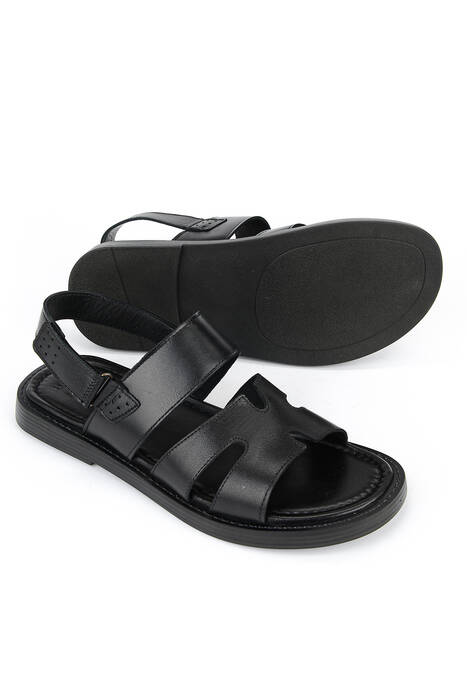Hakiki Deri Erkek Sandalet Siyah
