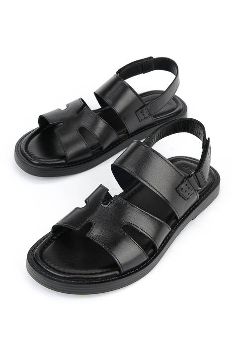 Hakiki Deri Erkek Sandalet Siyah