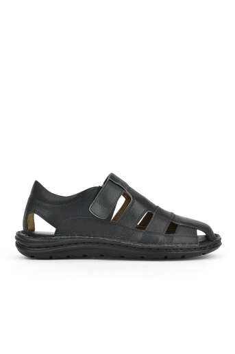 Ziya - Black Genuine Leather Men's Sandals Ziya - Black Genuine Leather Men's Sandals