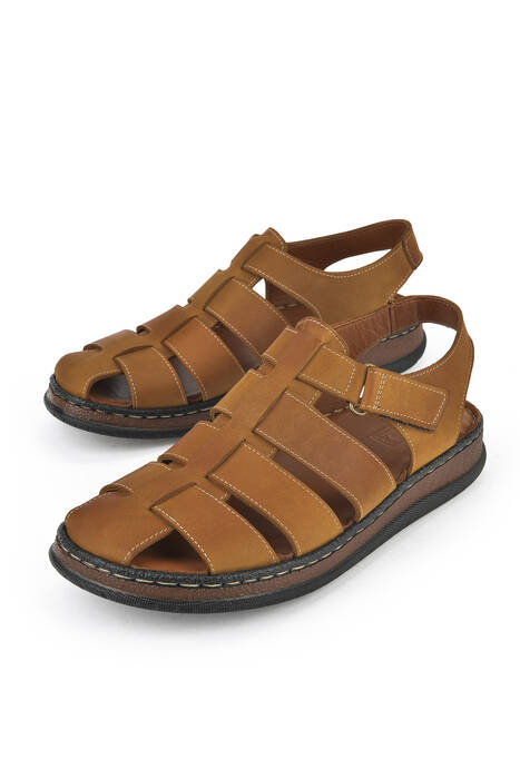 Hakiki Deri Erkek Sandalet Taba