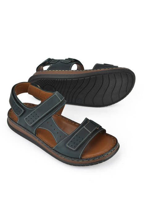 Hakiki Deri Erkek Sandalet Yeşil