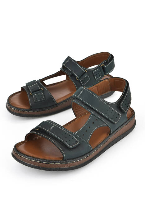 Hakiki Deri Erkek Sandalet Yeşil