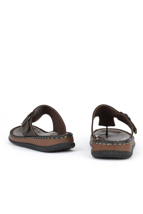 Hakiki Deri Erkek Terlik Kahverengi