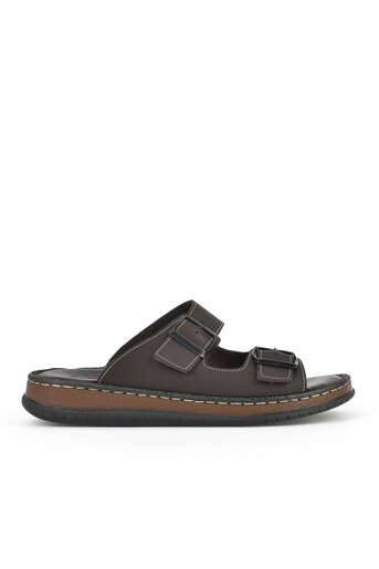 Ziya - Brown Genuine Leather Men's Slippers