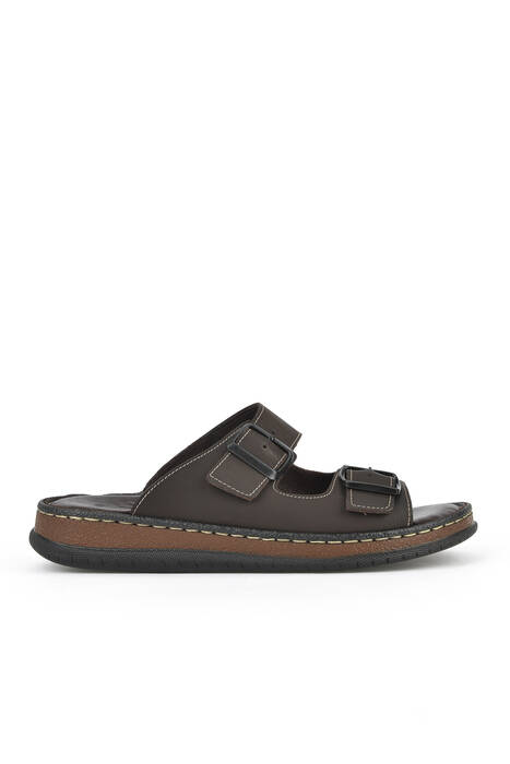 Hakiki Deri Erkek Terlik Kahverengi