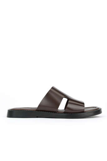 Ziya - Brown Genuine Leather Men's Slippers