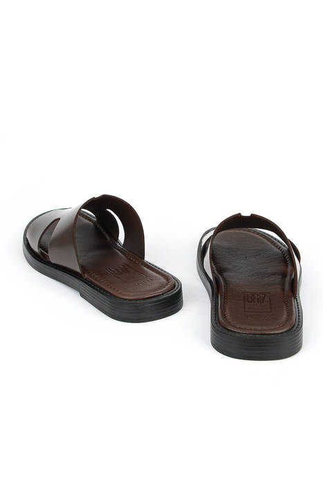 Hakiki Deri Erkek Terlik Kahverengi