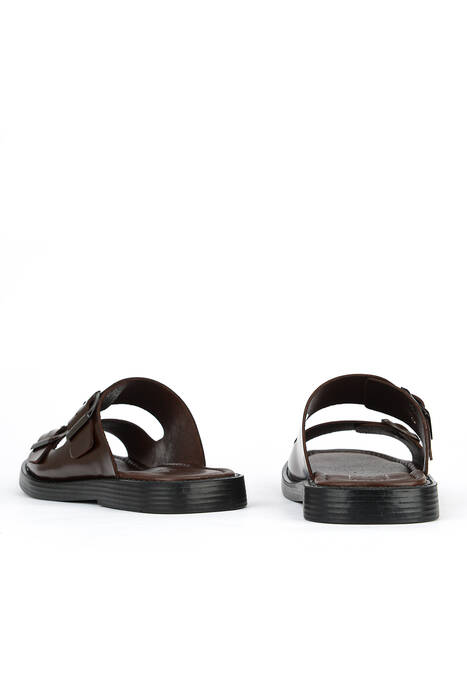 Hakiki Deri Erkek Terlik Kahverengi