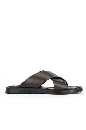 Ziya - Hakiki Deri Erkek Terlik Kahverengi