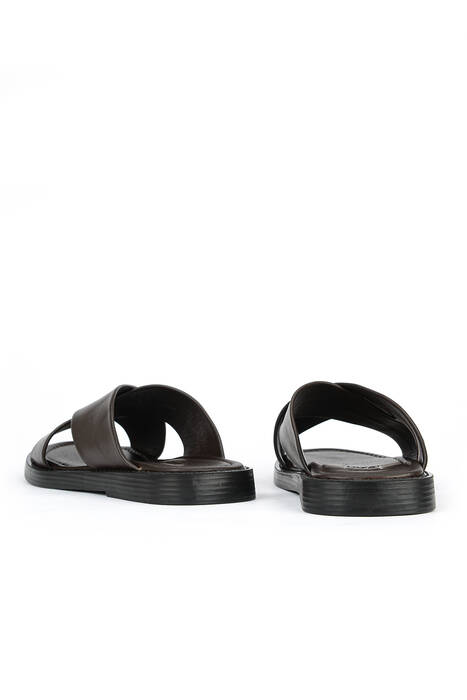 Hakiki Deri Erkek Terlik Kahverengi