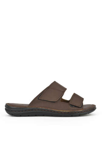 Ziya - Brown Genuine Leather Men's Slippers Ziya - Brown Genuine Leather Men's Slippers