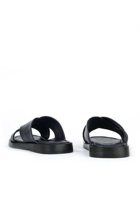 Hakiki Deri Erkek Terlik Lacivert