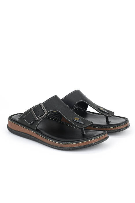 Hakiki Deri Erkek Terlik Siyah