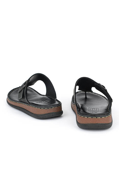 Hakiki Deri Erkek Terlik Siyah