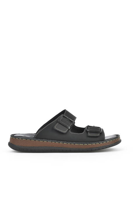 Hakiki Deri Erkek Terlik Siyah