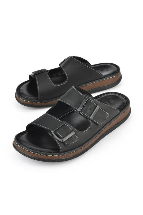 Hakiki Deri Erkek Terlik Siyah