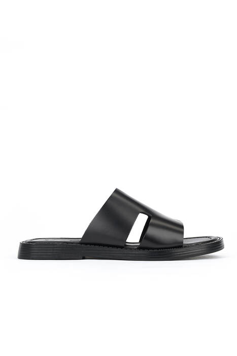 Hakiki Deri Erkek Terlik Siyah