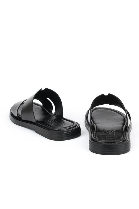 Hakiki Deri Erkek Terlik Siyah