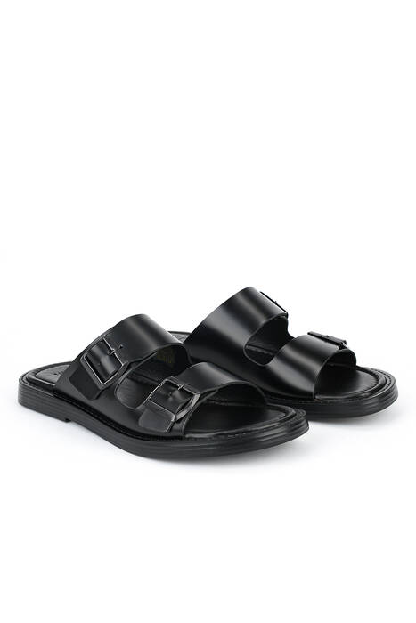 Hakiki Deri Erkek Terlik Siyah