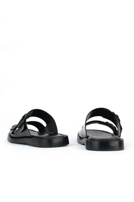 Hakiki Deri Erkek Terlik Siyah