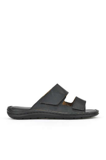 Ziya - Black Genuine Leather Men's Slippers Ziya - Black Genuine Leather Men's Slippers
