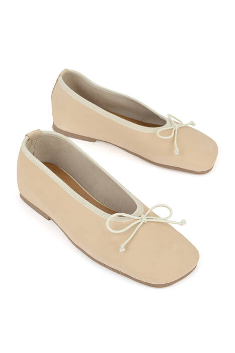 Hakiki Deri Kadın Babet Bej