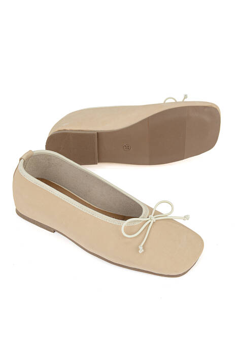 Hakiki Deri Kadın Babet Bej