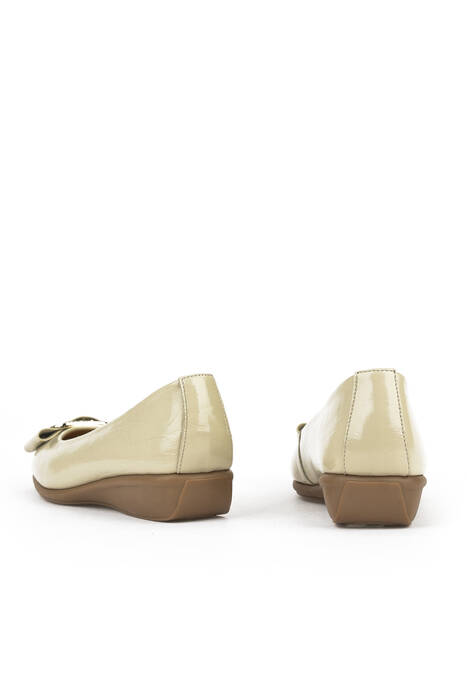Beige Genuine Leather Women's Ballet Flats