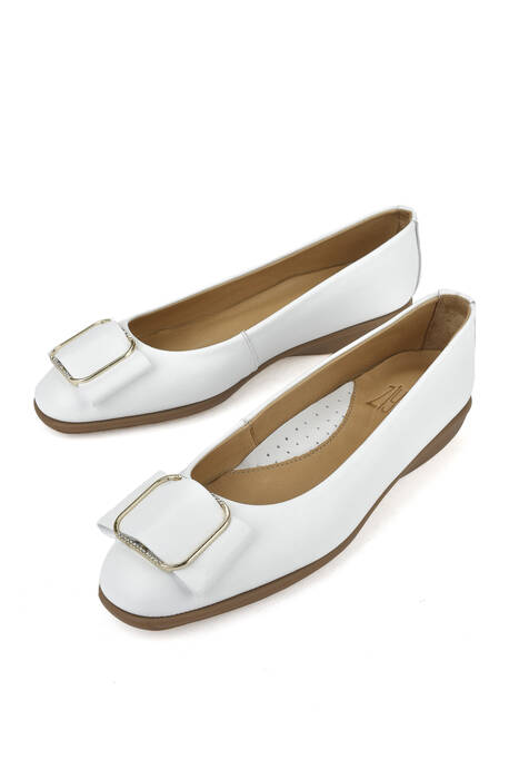 Hakiki Deri Kadın Babet Beyaz