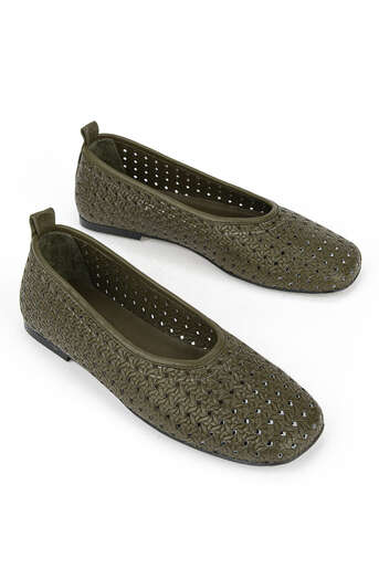 Ziya - Hakiki Deri Kadın Babet Haki (1)