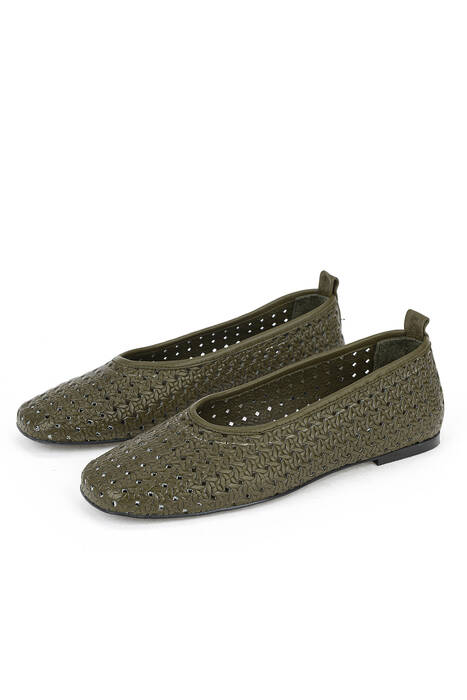 Hakiki Deri Kadın Babet Haki