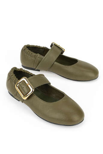 Ziya - Hakiki Deri Kadın Babet Haki (1)