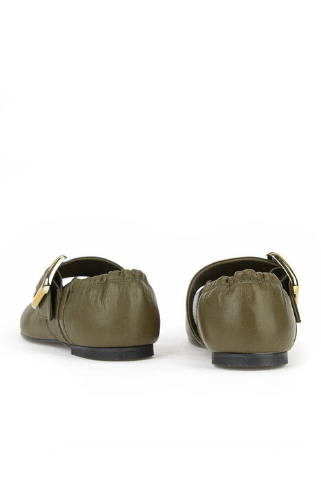 Hakiki Deri Kadın Babet Haki