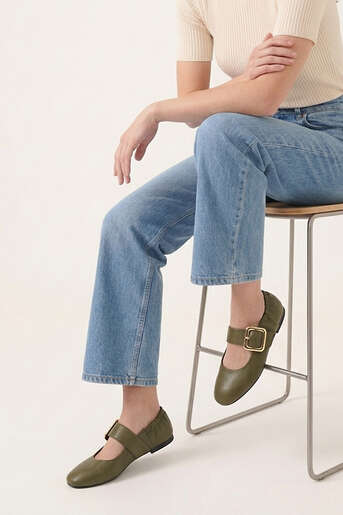 Ziya - Hakiki Deri Kadın Babet Haki