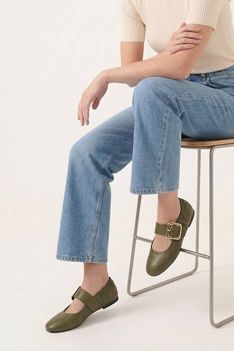 Hakiki Deri Kadın Babet Haki