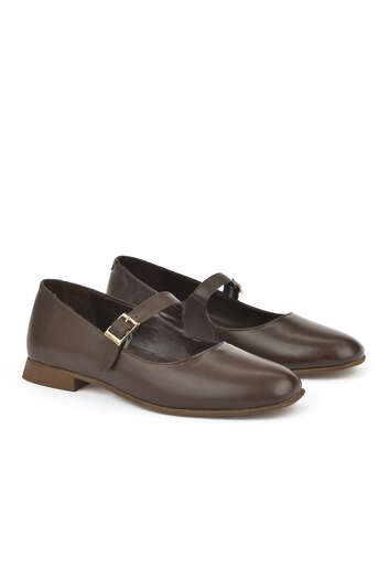 Ziya - Brown Genuine Leather Women's Ballet Flats (1) Ziya - Brown Genuine Leather Women's Ballet Flats (1)