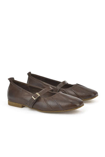 Ziya - Brown Genuine Leather Women's Ballet Flats (1) Ziya - Brown Genuine Leather Women's Ballet Flats (1)