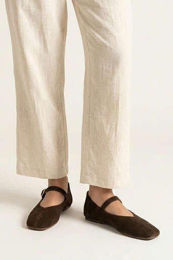 Ziya - Brown Genuine Leather Women's Ballet Flats