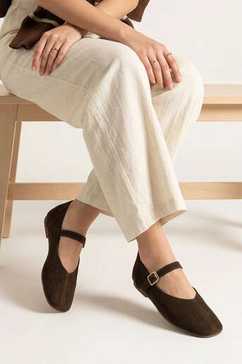 Ziya - Brown Genuine Leather Women's Ballet Flats (1)