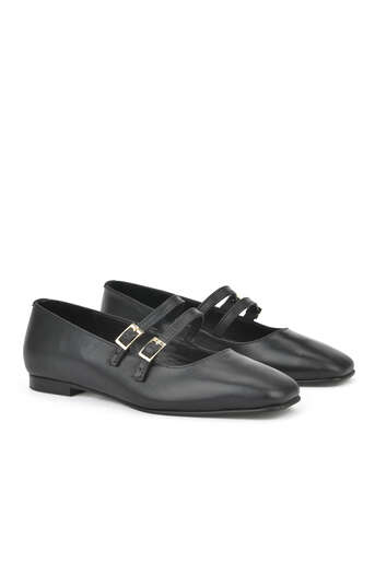 Ziya - Hakiki Deri Kadın Babet Siyah (1)