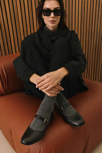 Ziya - Black Genuine Leather Women's Ballet Flats Ziya - Black Genuine Leather Women's Ballet Flats