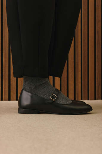 Ziya - Black Genuine Leather Women's Ballet Flats (1) Ziya - Black Genuine Leather Women's Ballet Flats (1)