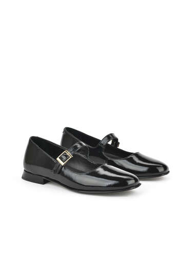 Ziya - Black Genuine Leather Women's Ballet Flats (1) Ziya - Black Genuine Leather Women's Ballet Flats (1)