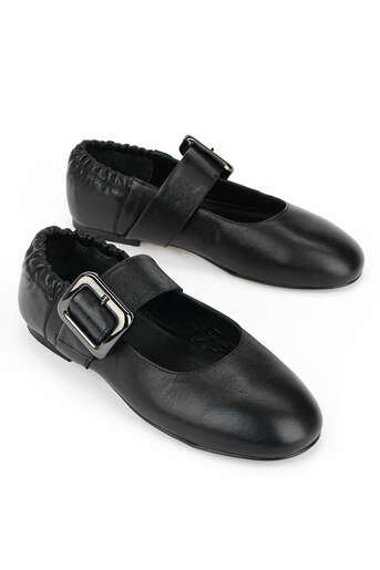 Ziya - Hakiki Deri Kadın Babet Siyah (1)