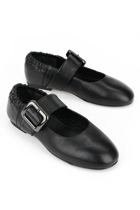 Hakiki Deri Kadın Babet Siyah