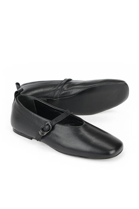 Hakiki Deri Kadın Babet Siyah