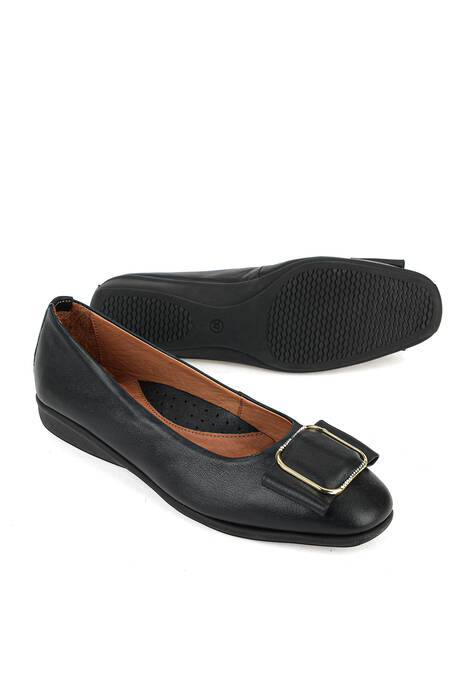 Hakiki Deri Kadın Babet Siyah