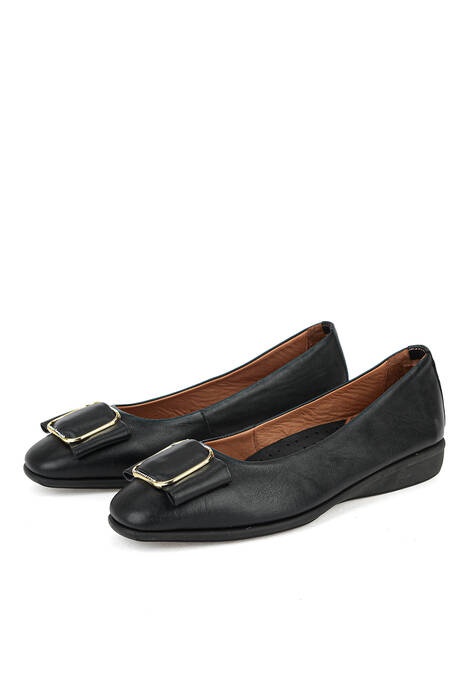 Hakiki Deri Kadın Babet Siyah