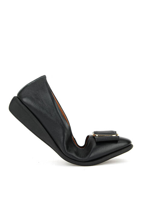 Hakiki Deri Kadın Babet Siyah