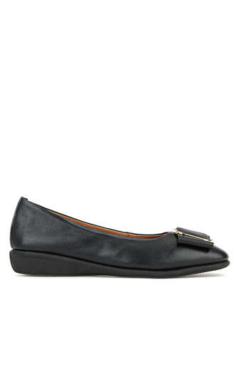 Ziya - Black Genuine Leather Women's Ballet Flats